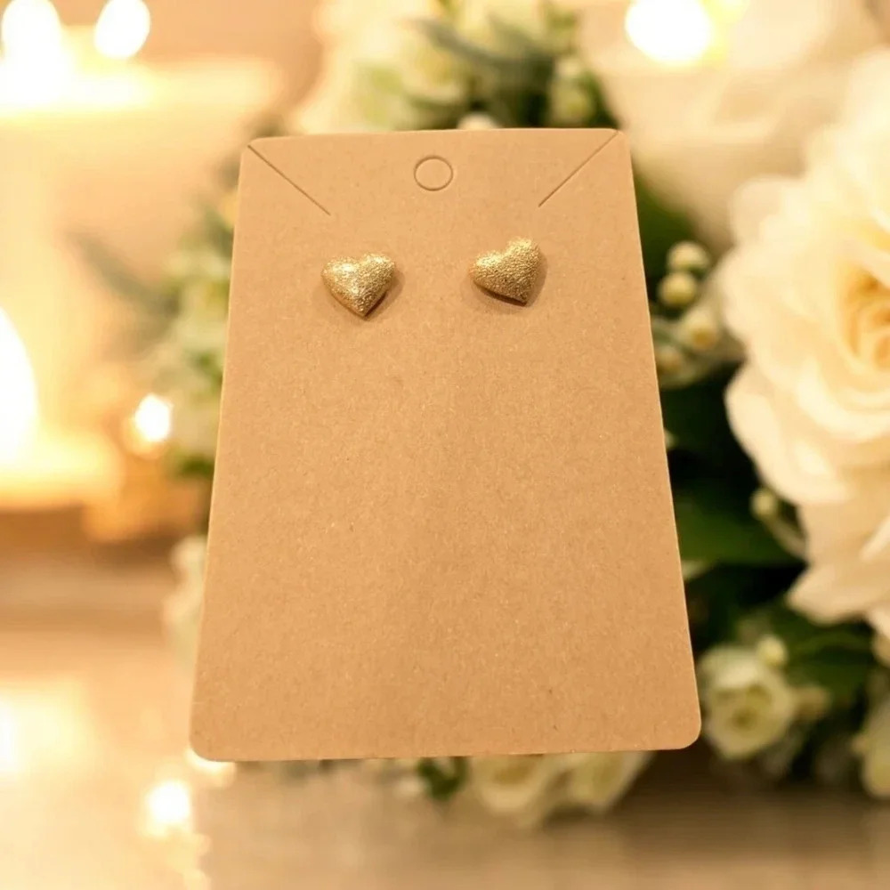 Gold Plated Textured Heart Stud Earrings